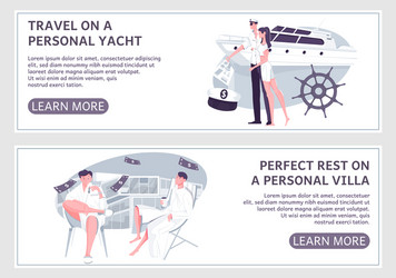 personal yacht horizontal banners vector