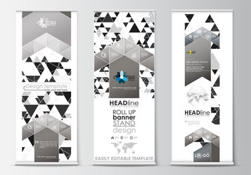 set of roll up banner stands flat design vector