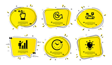 Share idea time change and graph chart icons set vector
