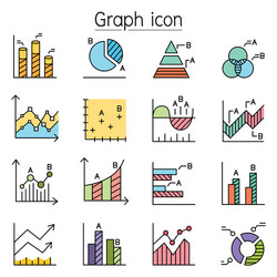 graph chart diagram data infographic icon set vector image