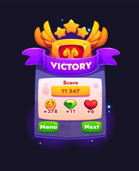 victory game frame gui menu interface template vector image