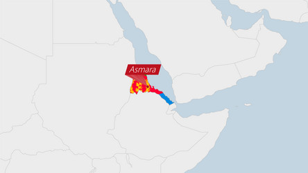 eritrea map highlighted in flag colors vector