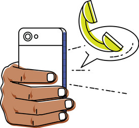 Hand using smartphone with calling app vector