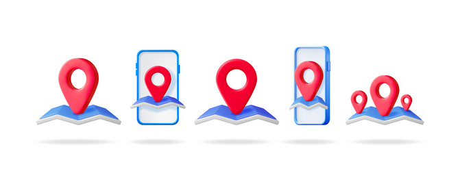 red location pin on abstract map with smartphone vector image
