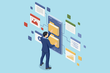 isometric online documentation database vector image