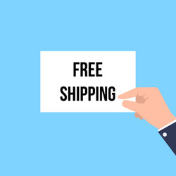 Man showing paper free shipping text vector