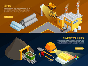 Mining horizontal banners set vector