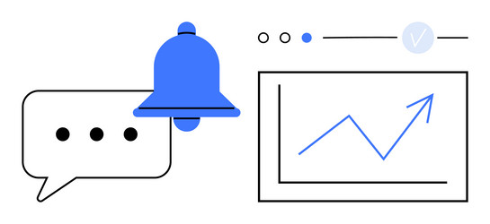 notification bell with message bubble and graph vector image