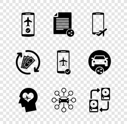 set flight mode in the mobile share file head vector image