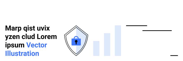 shield with padlock and bar graph representing vector image