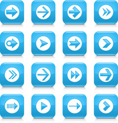 blue arrow sign rounded square icon web button vector image