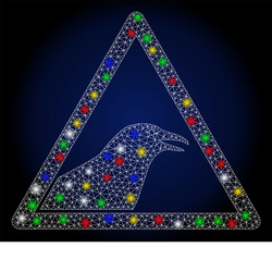 bright mesh network bird warning with color flare vector image