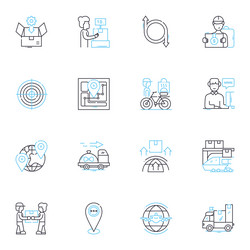 dispatch services linear icons set efficiency vector