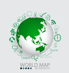 Modern globe with application icon template vector