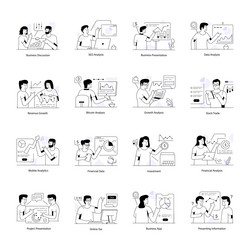 pack of business people line Vector Image