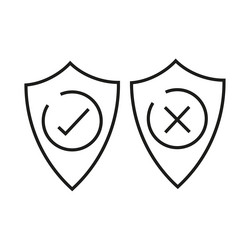 shields with check marks icons line signs stock vector image
