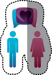 sticker colorful pictograph male and female vector