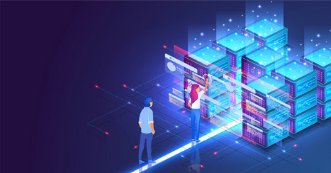 Isometric Data Center Network Concept vector image