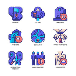 migration icons set vector