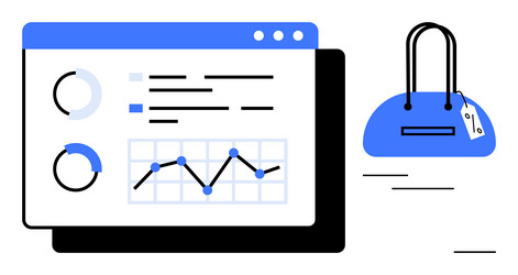 website analytics dashboard next to a price-tagged vector image