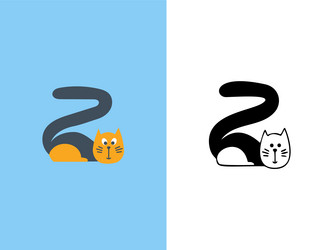 Cute cats letter z logo designs vector