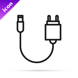 Black line charger icon isolated on white vector