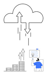 cloud computing with upload and download arrows vector image
