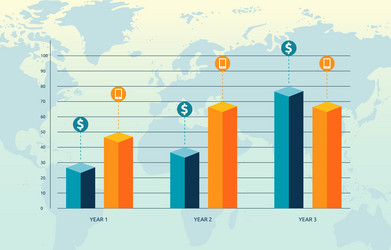 flat design of bar graph chart comparison diagram vector image
