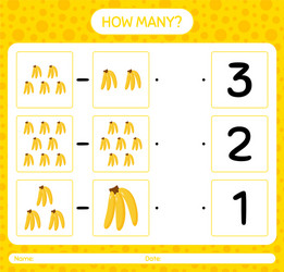 how many counting game with banana worksheet vector image