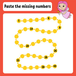 Paste missing numbers handwriting practice vector