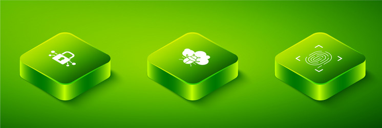 set isometric system bug on a cloud fingerprint vector image