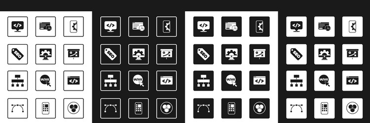 set web development seo optimization front end vector image