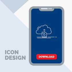 Cloud upload save data computing line icon vector