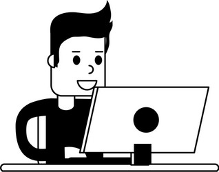 Man using computer icon image vector