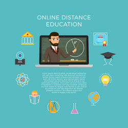 Online Learning: Student Listening to Lecture vector image