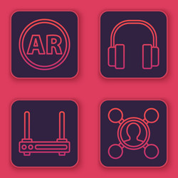 Set line ar augmented reality router and wi-fi vector