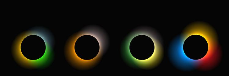 set of circle illuminate light frames with color vector image