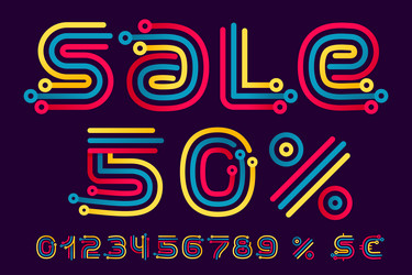 sale lettering with numbers set percent vector