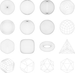 Wireframe Network Mesh Objects vector image