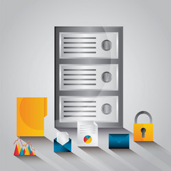 data server center technology email file security vector image
