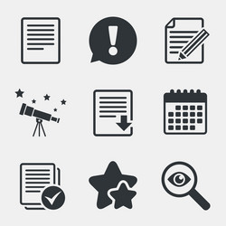 Document icons download file and checkbox vector