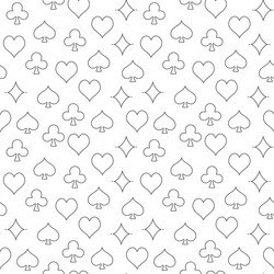 Playing card suits linear seamless pattern vector