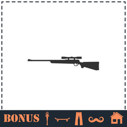 sniper rifle icon flat vector