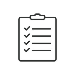 task list icon in line design checklist vector image