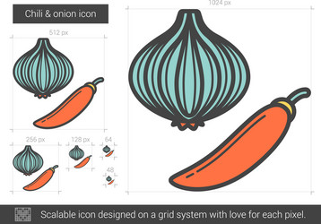 Chili and onion line icon vector