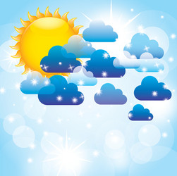 clouds with sun over sky background vector