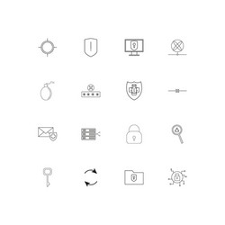 internet security linear thin icons set outlined vector image