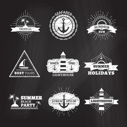 Sea & Summer Retro Chalk Labels Vector Image
