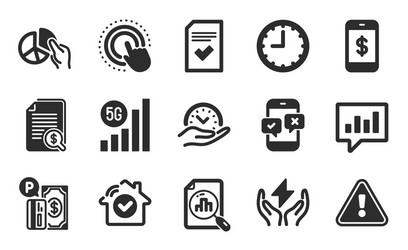 click hand checked file and pie chart icons set vector