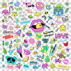 Cute Patch & Doodle Stickers Vector Image